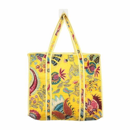 Stylist Cotton Quilted Handbags - Color: Yellow
