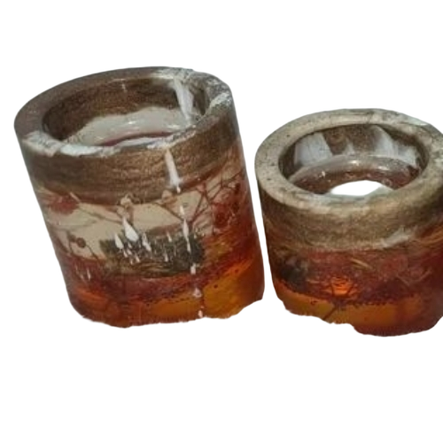 Glass Resin T Light Candle Holder Set