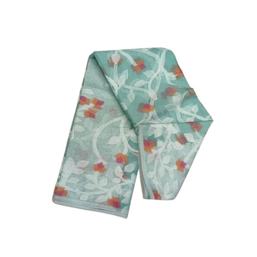 Organza Sea Green Saree - Color: Multicolor