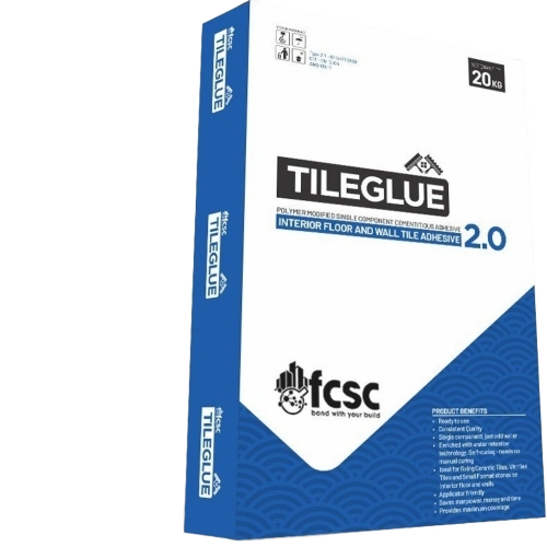 Tileglue Interior Floor And Wall Tiles Adhesive 2.0 - White Powder, Water Activated | Strong Bonding, Flexible, Quick Setting, Water-Resistant
