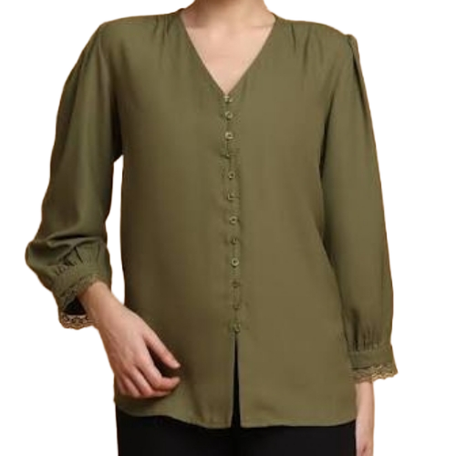 Women Tops - Lightweight Cotton Blend, Green | Soft and Comfortable, Breathable Design, Casual or Office Wear, No Fade, Easy Care for Summer