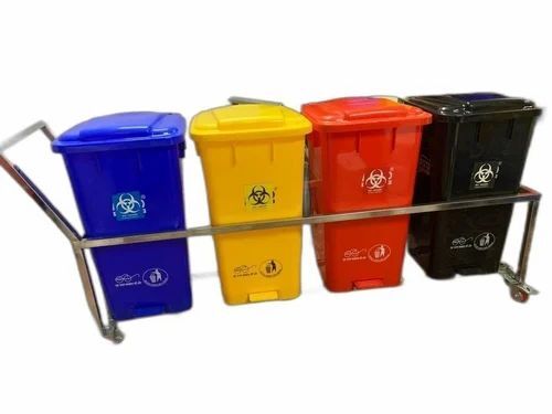 22 L Bio Medical Wast Bin With Ss Trolley New