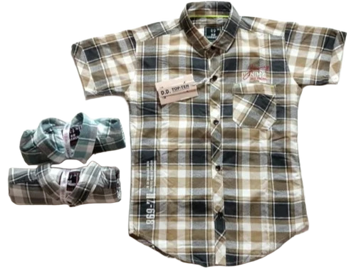 Boys Printed Checked Shirt - Age Group: 7-8 Years