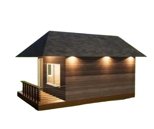 Prefabricated Wooden Cottage - Steel Frame Structure, 30-50mm PVC Panel, Brown Color | Modular Design, Quick Installation, Lightweight, Weather & Earthquake Resistant, Energy Efficient, Fire Retardant, Customizable Layout, Long-lasting Durability