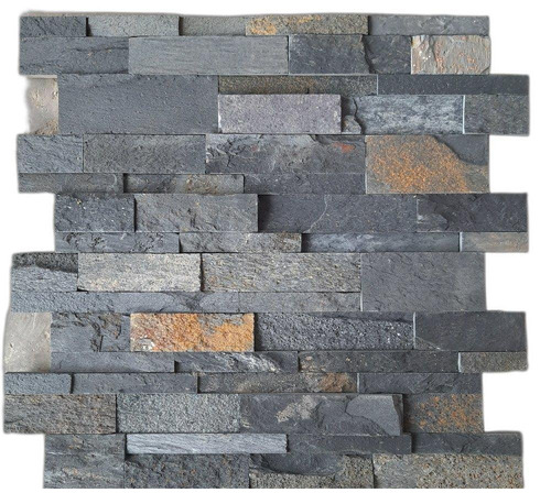 Carbon Black Natural Stone Mosaic Wall Cladding Panel - Dimension (L*W*H): 150X600 Millimeter (Mm)