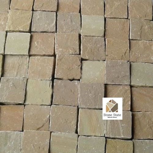 Yellow Multicolor Sandstone Cobble Stone - Thickness: 5 Centimeter (Cm)