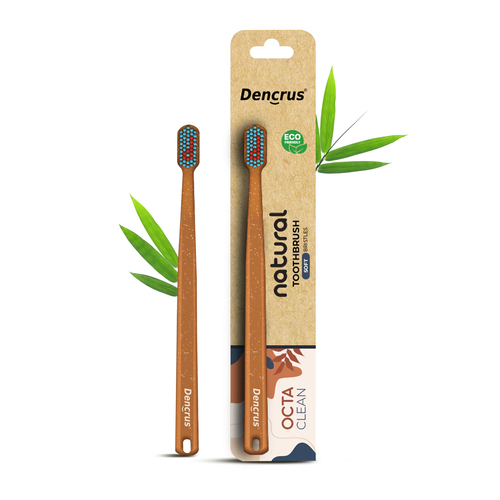 Dencrus Bamboo Octa Clean Toothbrush - Color: Brown