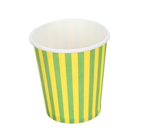 Disposable Paper Cups - Paper, 80-250ml, Striped Green, Yellow, White | Eco-Friendly, Lightweight, Ideal for Hot and Cold Beverages, Leak Resistant