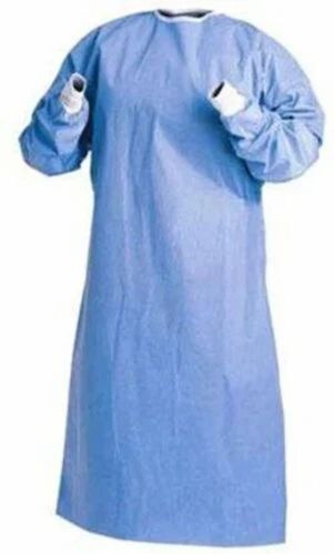 Disposable Surgical Gown - Non Woven Large Size Blue Color | Eco Friendly Lightweight Unisex Long Sleeve Disposable