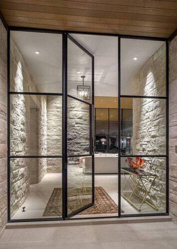 Black Aluminium Slim Sliding Door