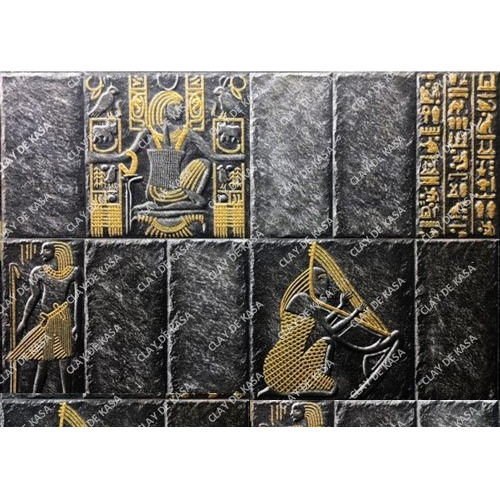 Golden Black Egyptian Mural Handmade Resin Tile