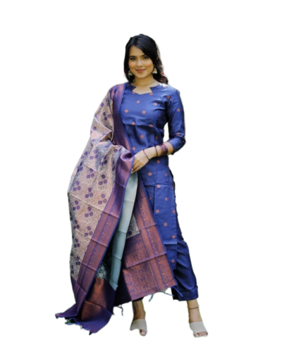 Women Jacquard Kurta Pant Dupatta Set