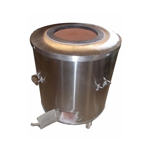 Round Stainless Steel Tandoor - Standard Size, Silver, Polished | Manual Ignition, Gas Powered, Portable, Washable