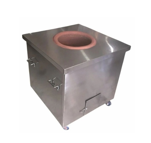 Square Stainless Steel Tandoor - Standard Size, Silver, Polished | Manual Ignition, Corrosion Resistant, Portable, Easy to Install