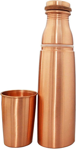 Copper Water Bottle And Glass Set