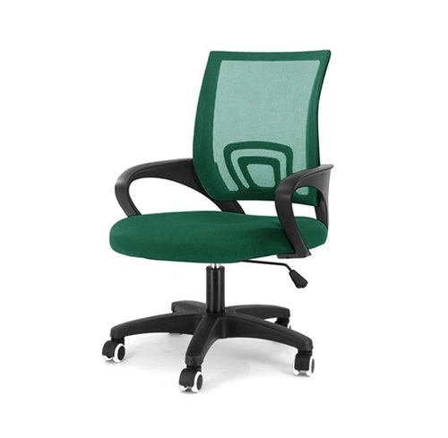 Office Chairs - Fabric Plastic Stainless Steel, Standard Size, Green & Black | Adjustable Height, Lumbar Support, 360Â° Swivel with Casters