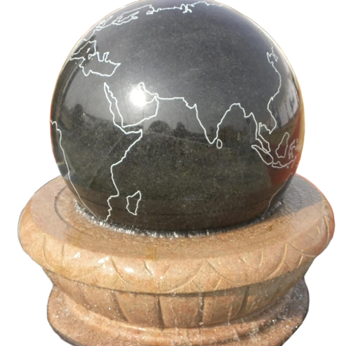 Outdoor Granite Ball Fountain For Landscaping - Color: Grey