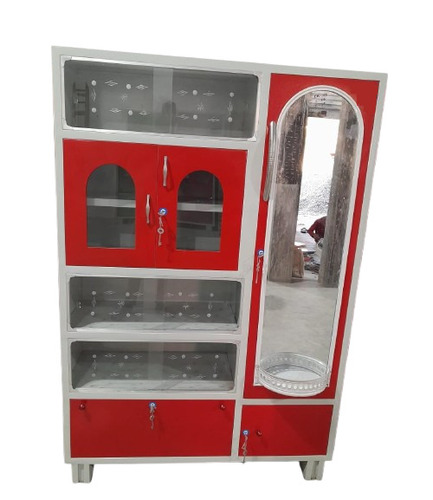 Steel Almirah - MS Material,  Premium Grade, Red & Gray Finish | Durable, Easy to Clean Home Furniture, Perfect for Storage