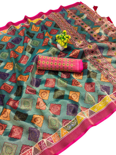 Soft Jacquard And Digital Print Saree - Diameter: 1 Meter (M)