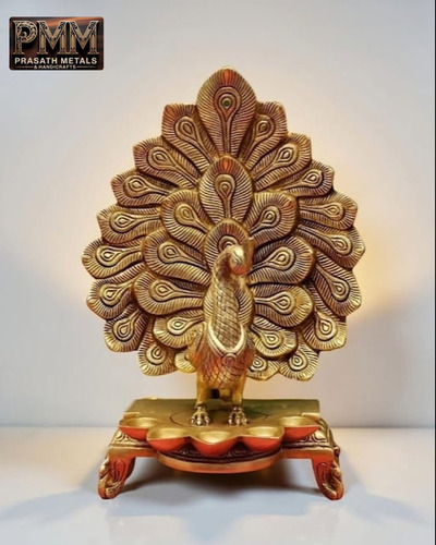 Brass Peacock Diya - Color: Antique Golden