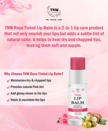 The Natural Wash Rose Tinted Lip Balm For Soft And Moisturized Lips - Shelf Life: 24 Months