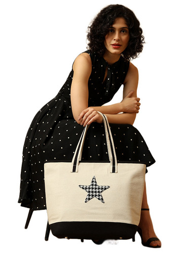 Black Star Canvas Tote Bag