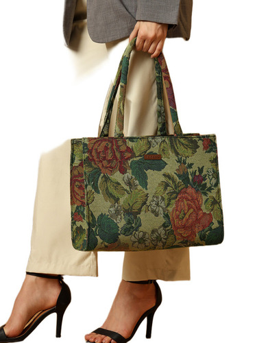ENSAC Enchanted Garden Green Floral Tote Bag