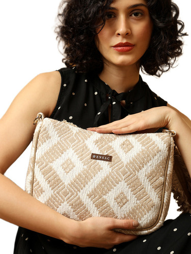 Handcrafted Woven Sling Bag With Tassel Strap