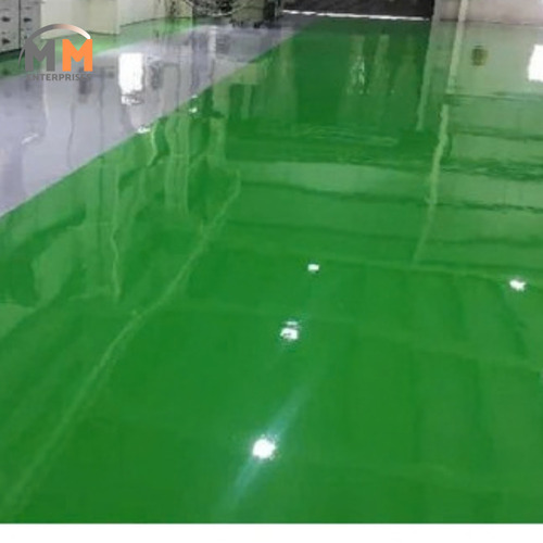 Polyurethane Epoxy Floor Coating - Color: Glossy Grey/Blue/Mint Green Finish (As Depicted In The Image).