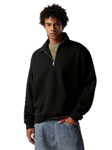 Zip Top Black Oversized Sweatshirt