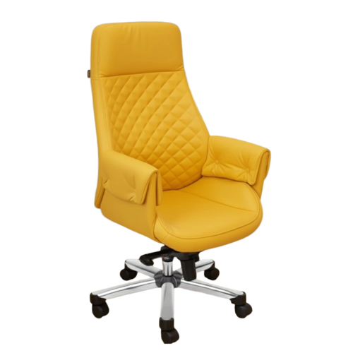 Arisa Boss Chair Yellow - Finish: Leathere