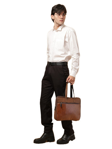 Ensac Brown Crocodile Sleeve Laptop Bag