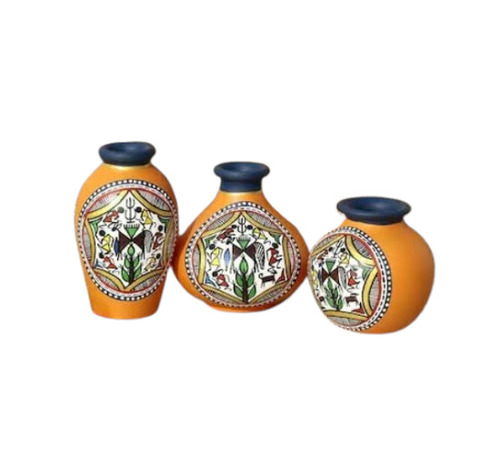 Terracotta Warli Hand Painted Pot