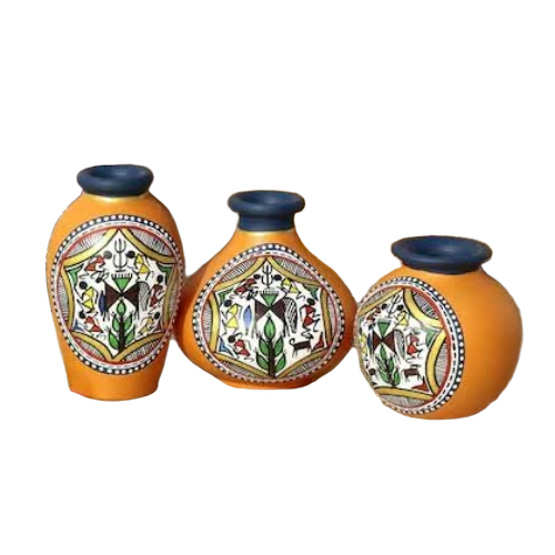 Terracotta Warli Hand Painted Pot