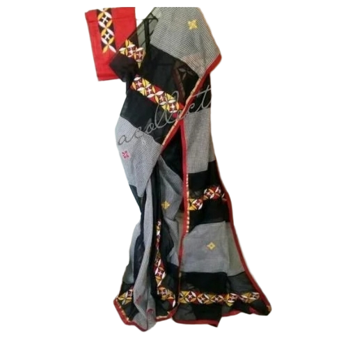 Cotton Kutch Embroidery Saree 