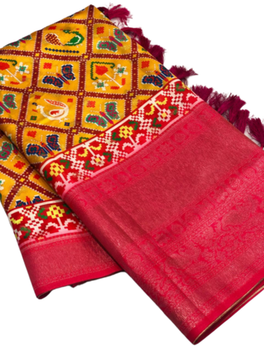 Soft Banarasi Silk Digital Print Design Party Wear Saree - Color: Multi Color