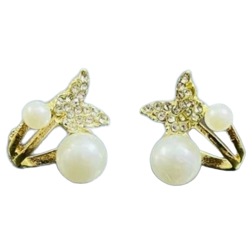 Golden Brass Pearl Studded Earring