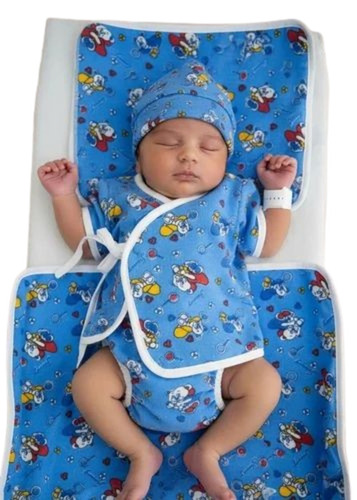 Blue Printed Newborn Baby Dress