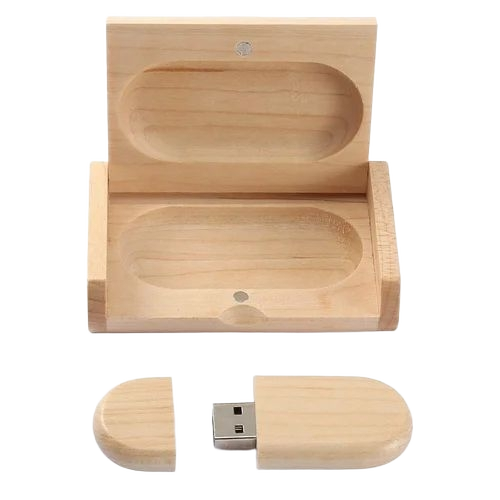 Capsule Shape Wood Usb Pen Drive