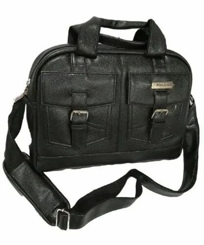 Black Pu Leather Office Handbag