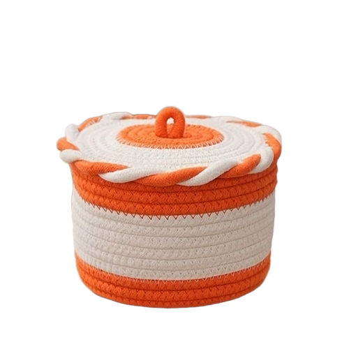 Woven Storage Roped Basket With Lid