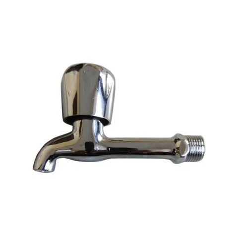 Silver 5 Inch Brass Long Body Bib Cock - Finish: Satin