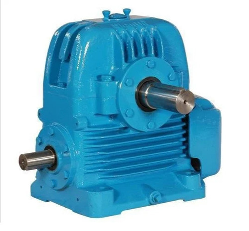 Blue Mild Steel Worm Reduction Gearbox - Direction: Clock