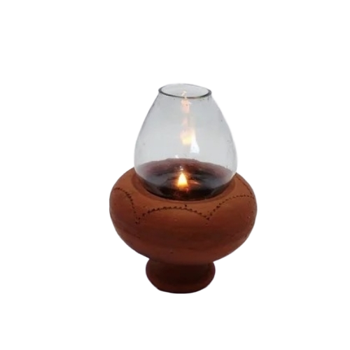 Clay Glass Table Diya