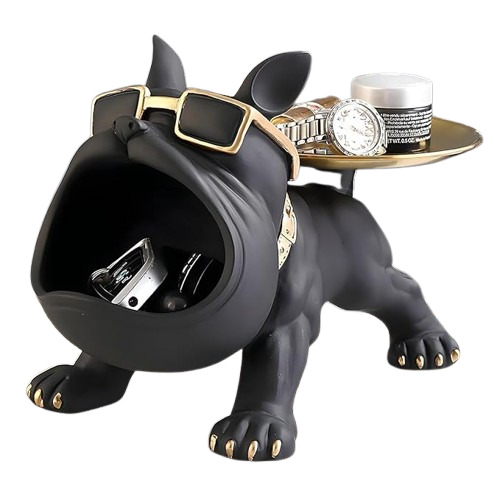 Black Resin Dog Statue