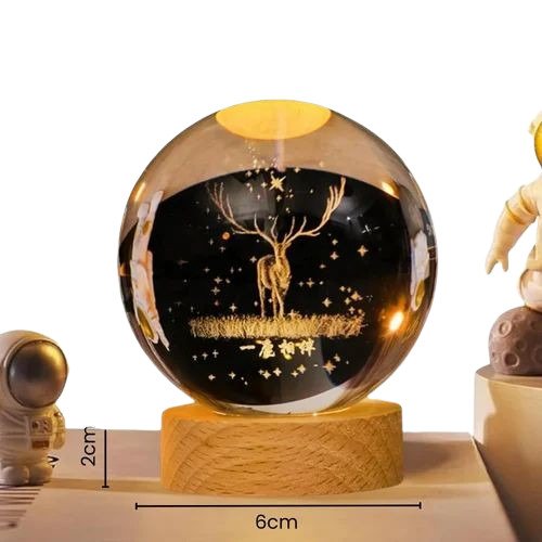 3d Deer Crystal Ball Night Lamp