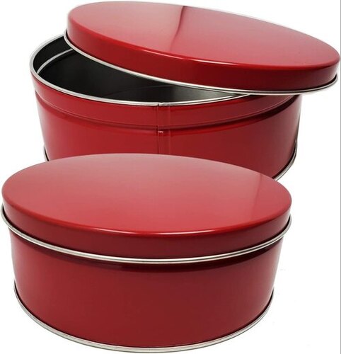 Round Red Tin Container