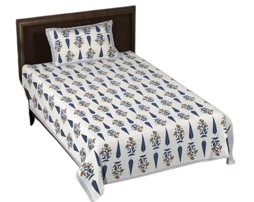 White Printed Single Bed Sheet Set