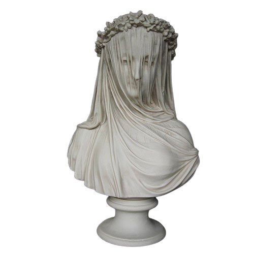White Marble Veiled Lady Bust Sculpture - Color: .