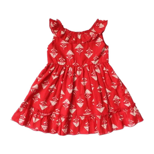 Printed Frill Baby Frock - Age Group: 2-4 Year